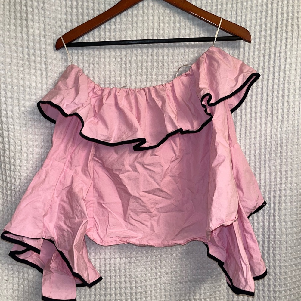 Pink Off-Shoulder Ruffle Top